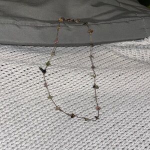 Brass and tiny gemstone necklace